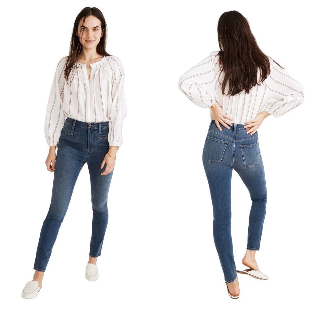 Madewell Jeans Roadtripper Jeggings Skinny High Rise Zip Pocket Denim Blue 26 T